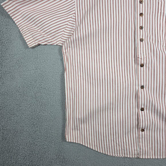 VTG Duluth Trading Button Down Shirt Mens Size Large Collarless Striped Loose - Picture 6 of 12